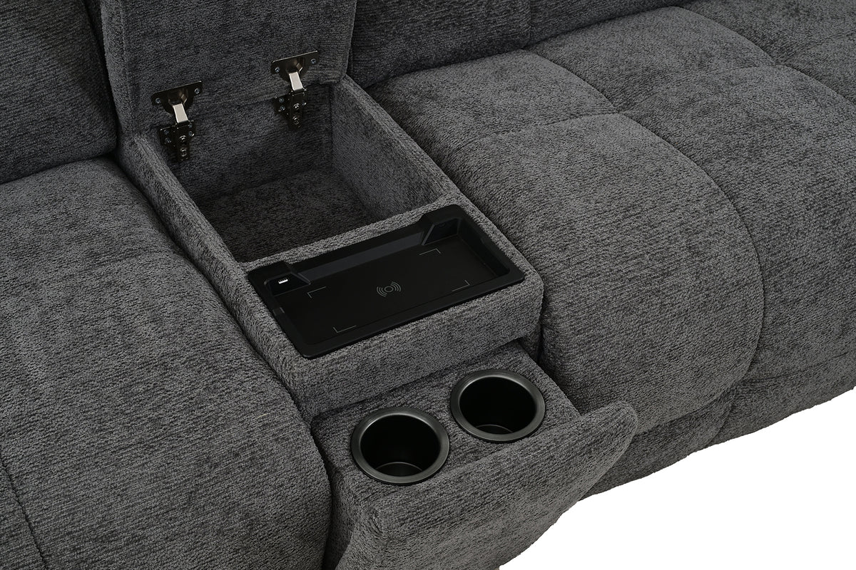 Clemens Dark Gray Power Sectional from Furniture of America - Luna Furniture