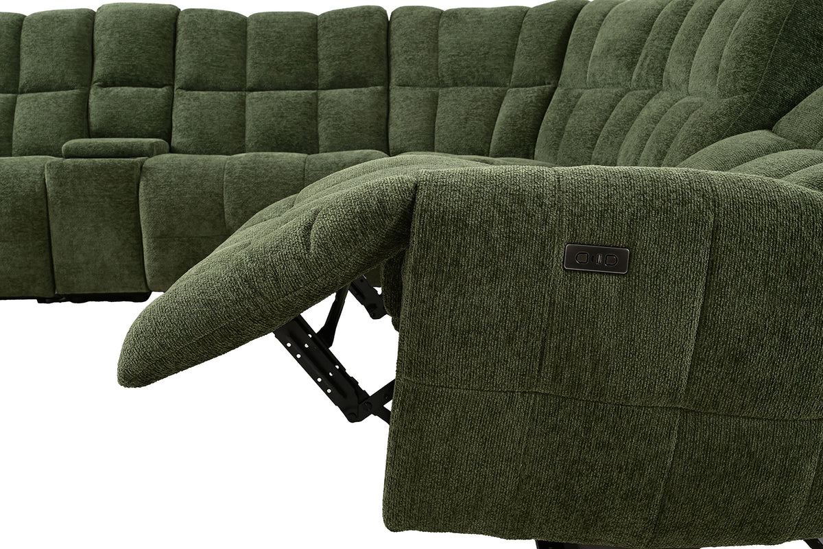 Clemens Jade Green Power Sectional from Furniture of America - Luna Furniture