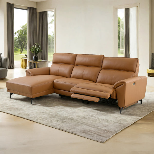 Themis Brown Clay Power Sectional with Left Chaise