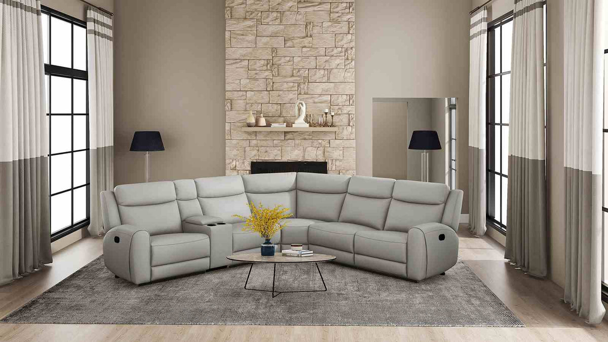 Jacobus Light Gray Motion Sectional from Furniture of America - Luna Furniture