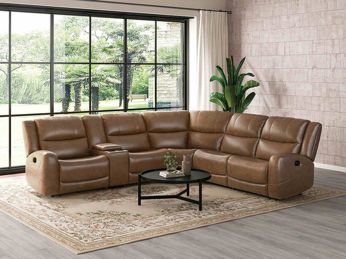 Leolinus Brown Motion Sectional from Furniture of America - Luna Furniture