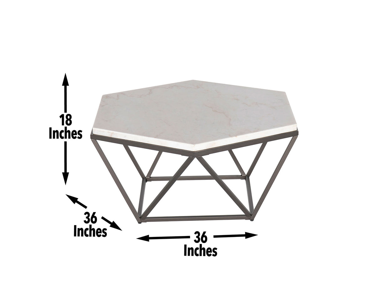 Corvus White Marble Top Hexagon Cocktail Table from Steve Silver - Luna Furniture