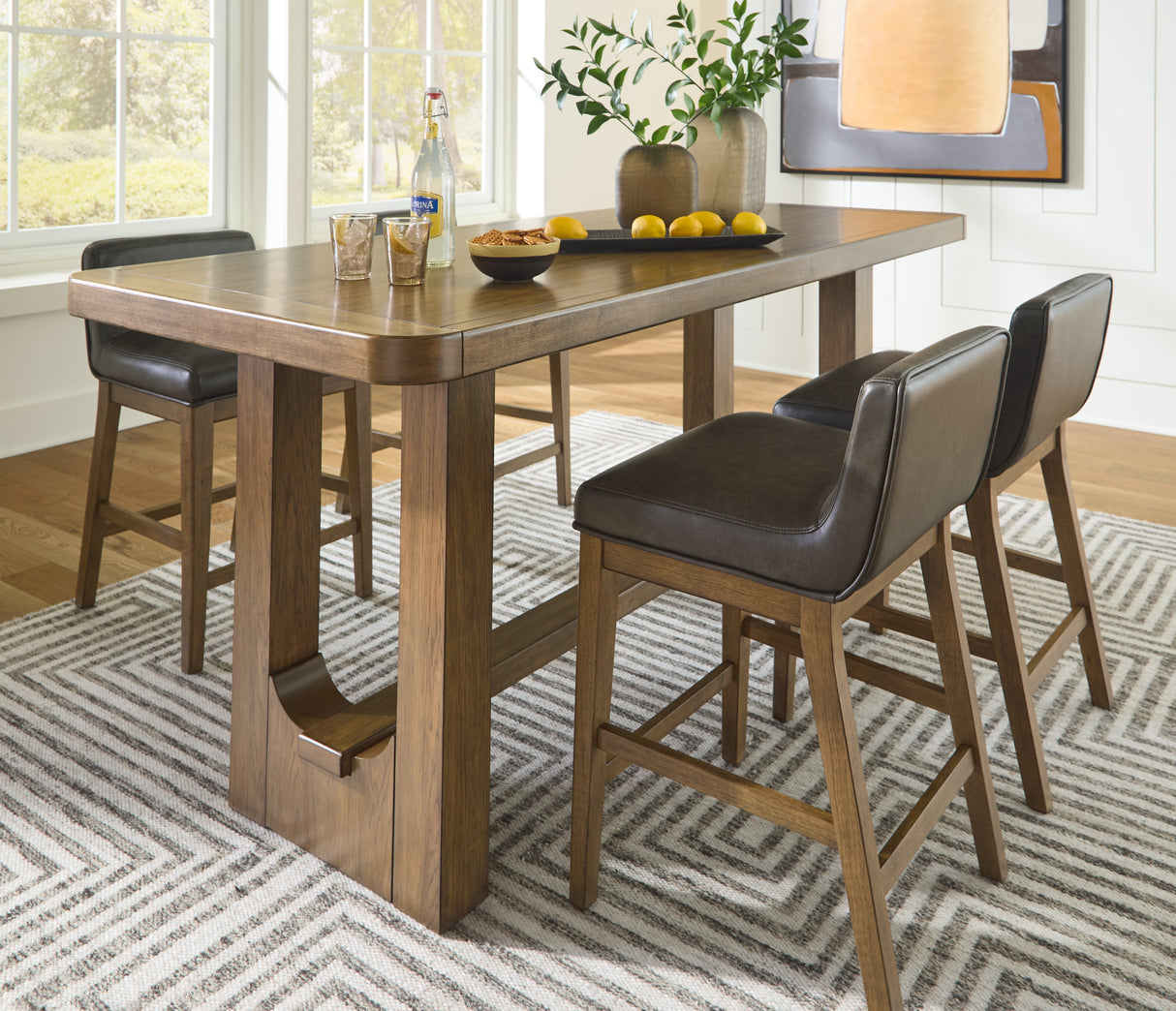 Cabalynn Counter Height Dining Table and 4 Barstools in Light Brown from Ashley - Luna Furniture