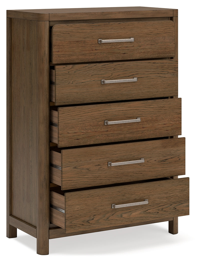 Cabalynn King Upholstered Bed with Mirrored Dresser and Chest in Light Brown from Ashley Furniture - Luna Furniture