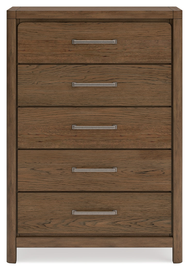 Cabalynn King Upholstered Bed with Mirrored Dresser and Chest in Light Brown from Ashley Furniture - Luna Furniture