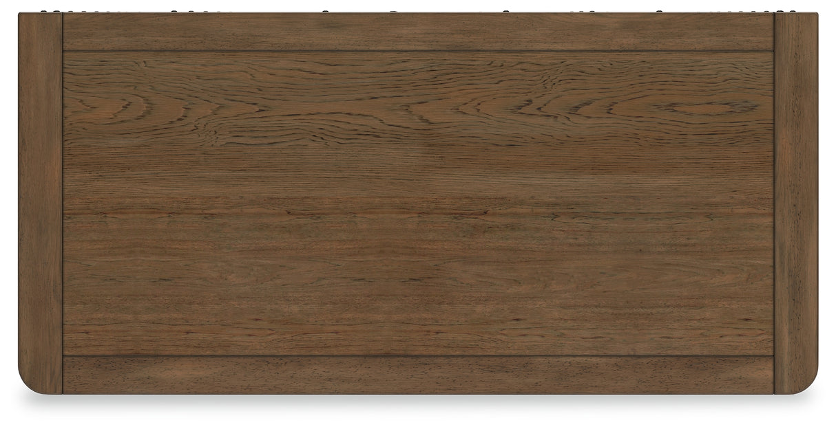 Cabalynn King Upholstered Bed with Mirrored Dresser and Chest in Light Brown from Ashley Furniture - Luna Furniture