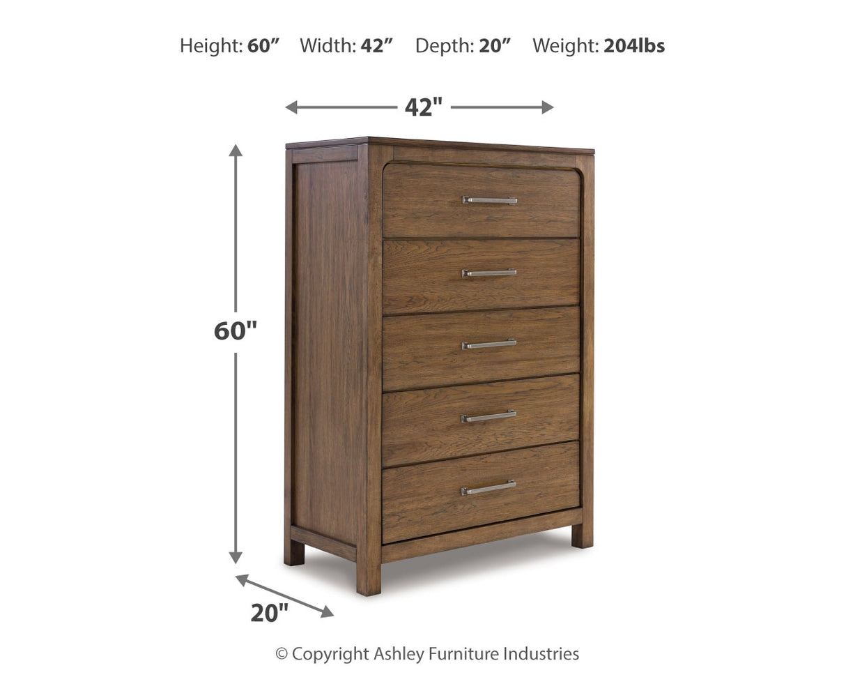 Cabalynn King Upholstered Bed with Mirrored Dresser and Chest in Light Brown from Ashley Furniture - Luna Furniture
