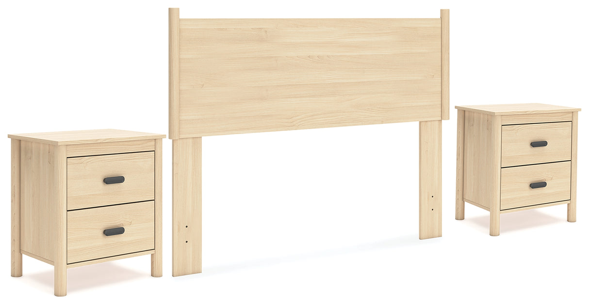 Cabinella Full Panel Headboard with 2 Nightstands in Tan from Ashley - Luna Furniture