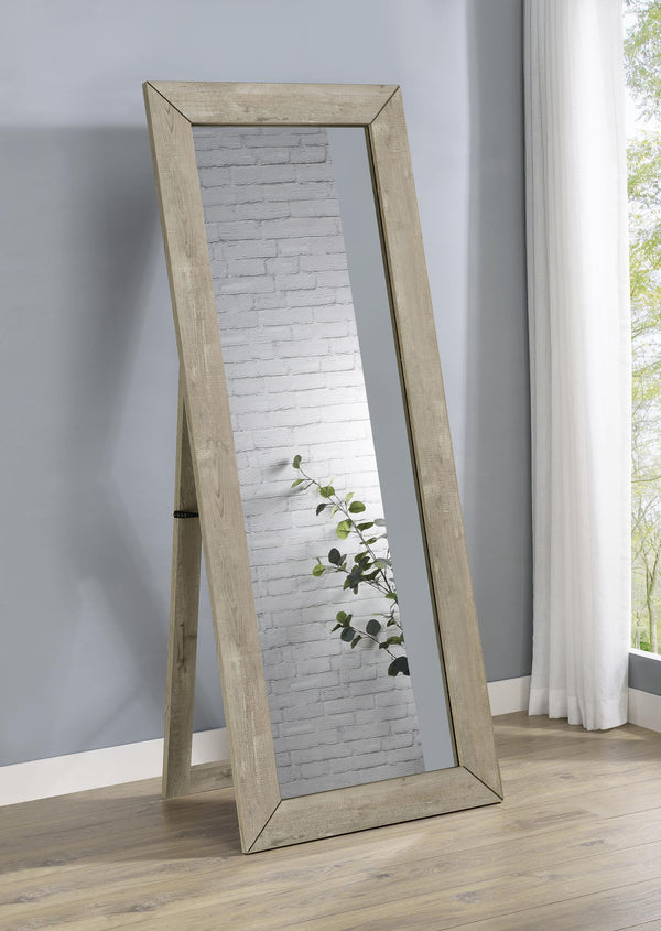Cadence Gray Tempered Glass Washed Oak Full Length Standing Mirror