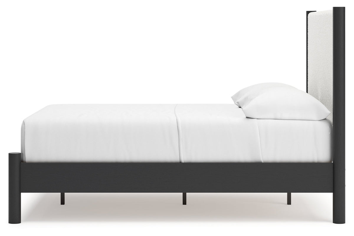 Cadmori Black/White Full Upholstered Platform Bed from Ashley - Luna Furniture