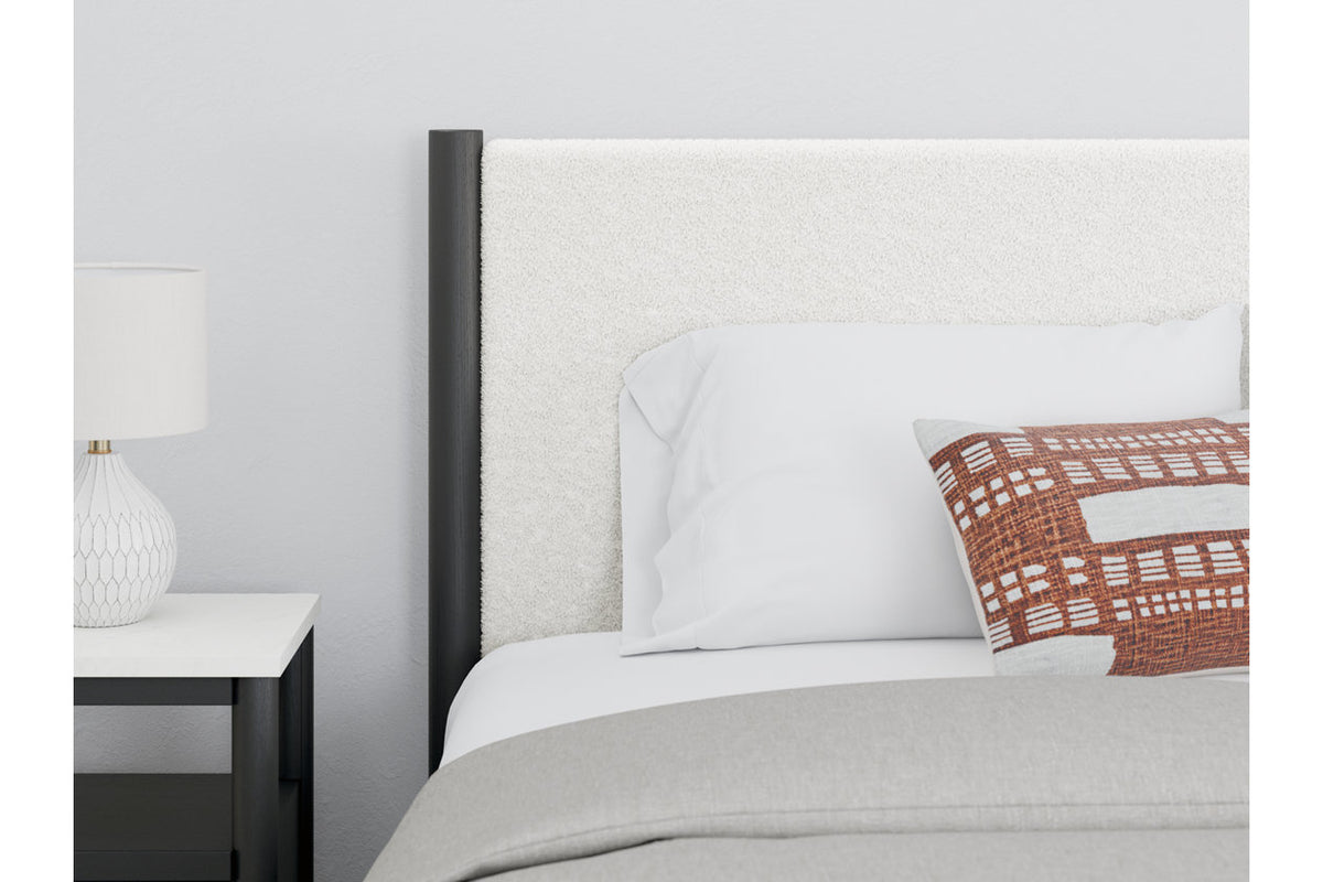 Cadmori Black/White Full Upholstered Platform Bed from Ashley - Luna Furniture
