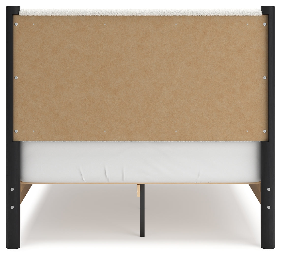 Cadmori Full Upholstered Panel Bed with Dresser in Black/White from Ashley - Luna Furniture