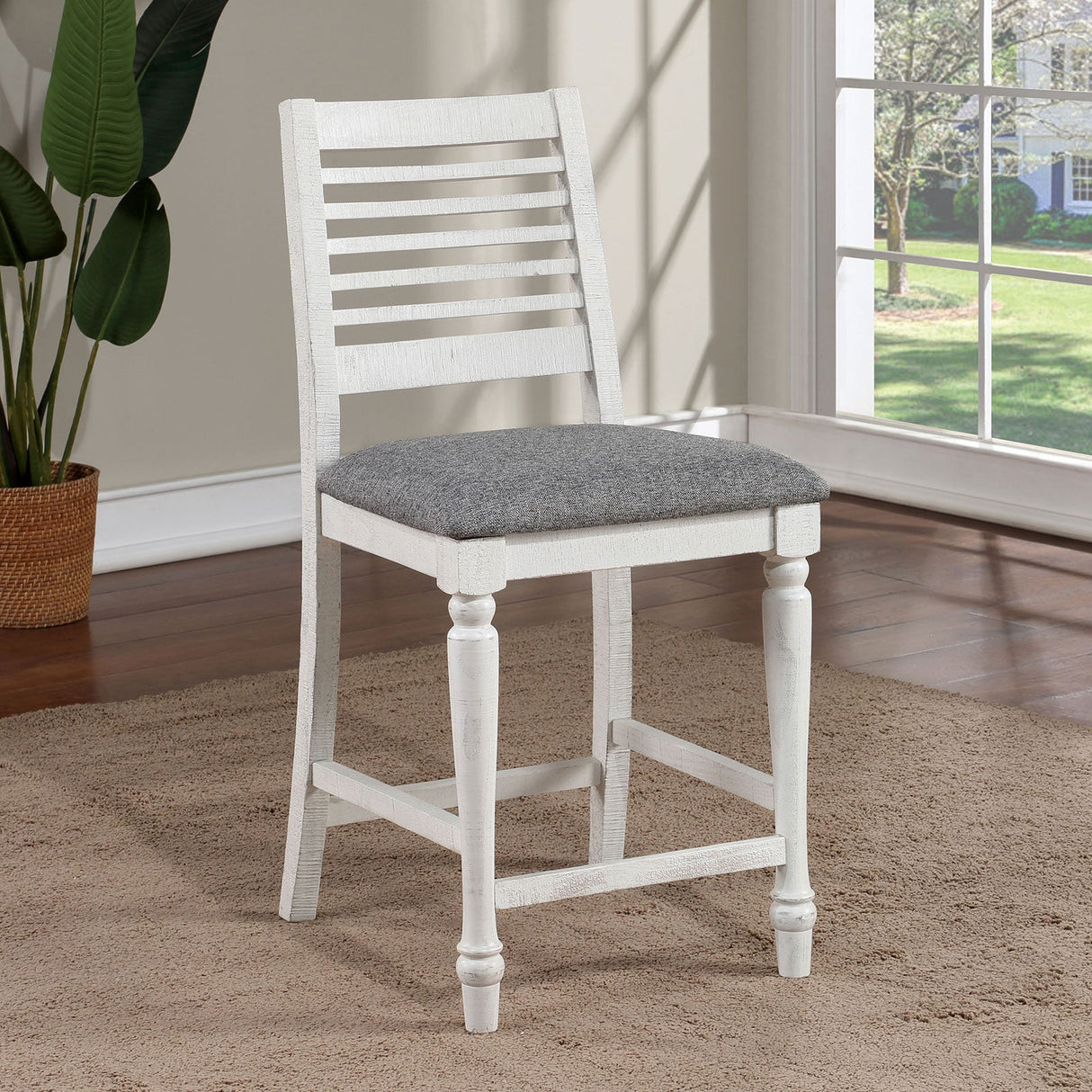 Calabria Antique White/Gray Counter Height Chair from Furniture of America - Luna Furniture