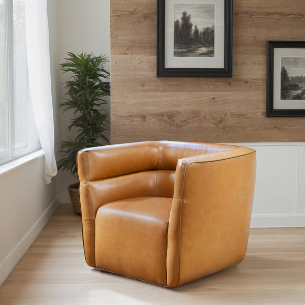Callan Tan Vegan Leather Swivel Chair
