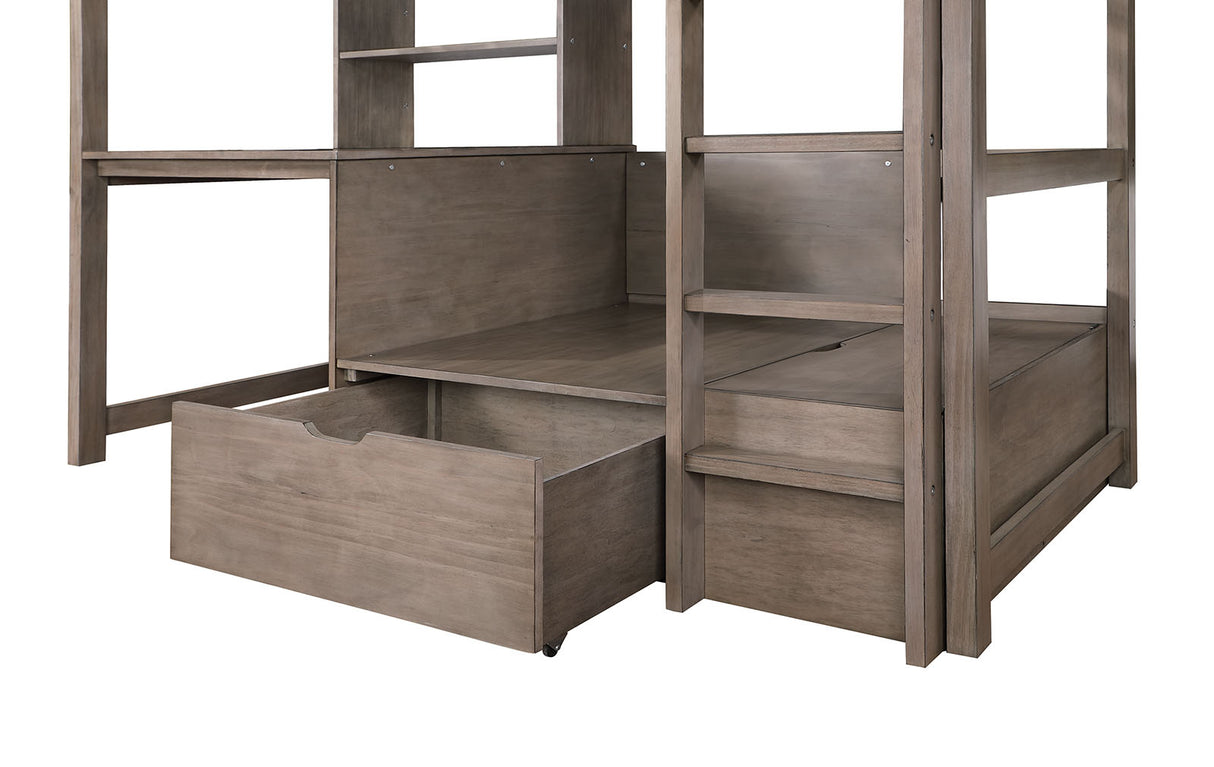 Callistus Warm Gray Twin/Workstation Loft Bed from Furniture of America - Luna Furniture