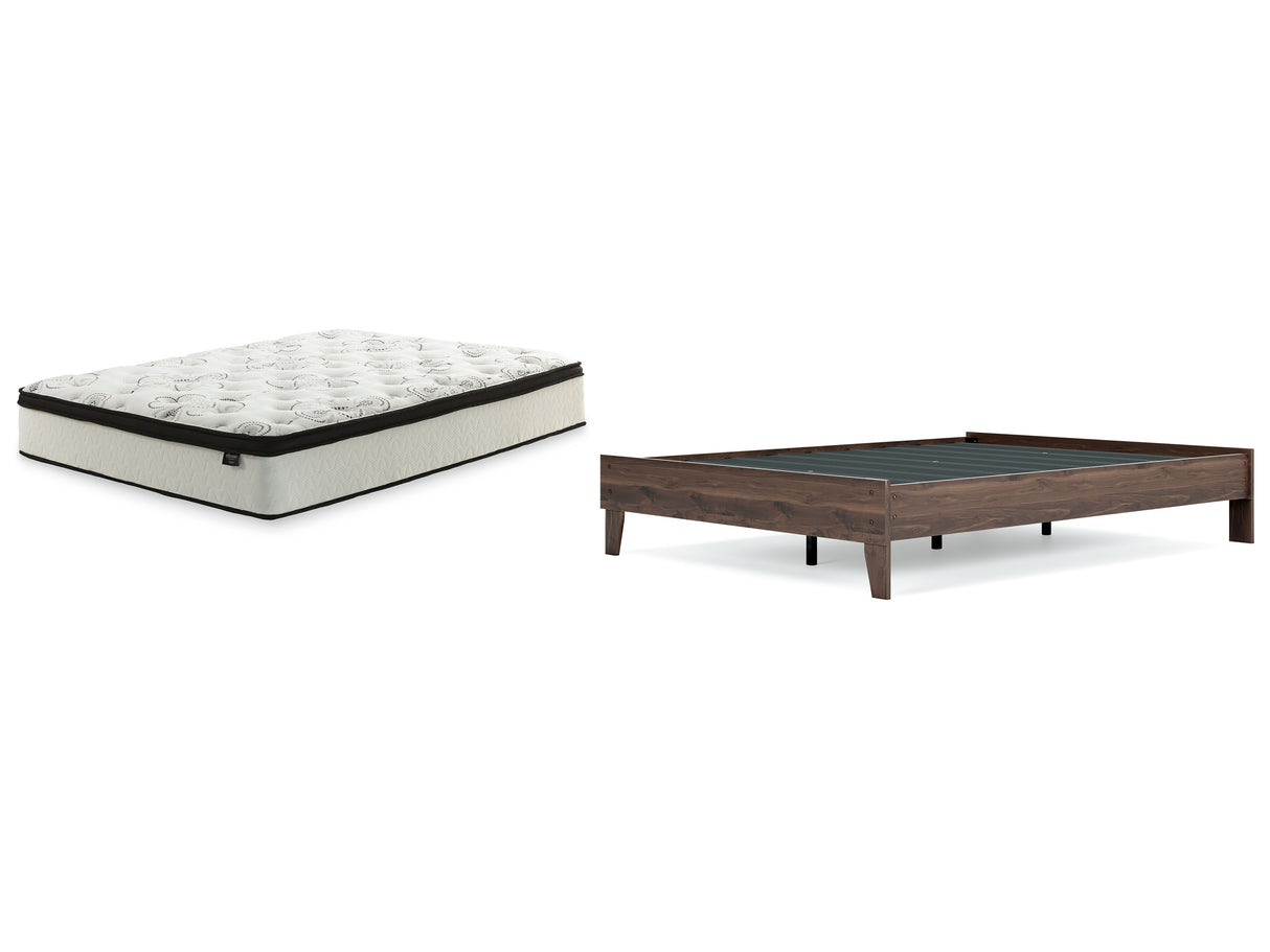 Calverson Queen Platform Bed with Mattress in Mocha from Ashley - Luna Furniture