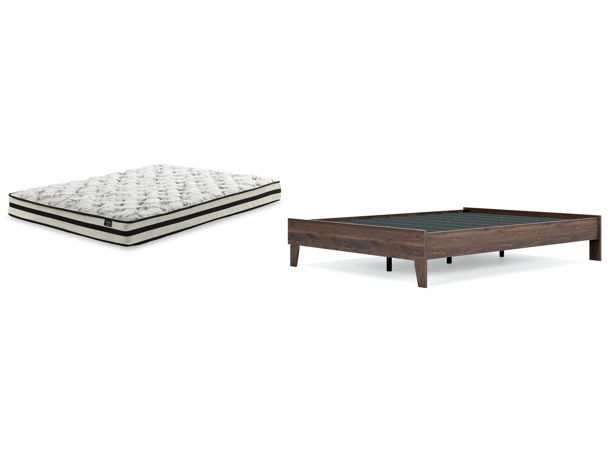 Calverson Queen Platform Bed with Mattress in Mocha from Ashley - Luna Furniture