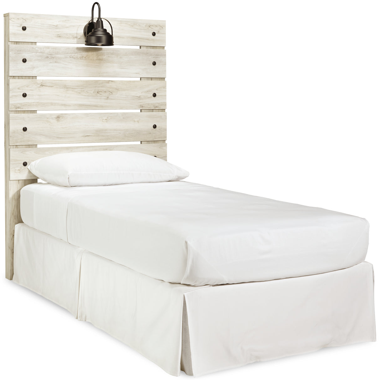 Cambeck Twin Panel Headboard Bed with Mirrored Dresser in Whitewash from Ashley - Luna Furniture