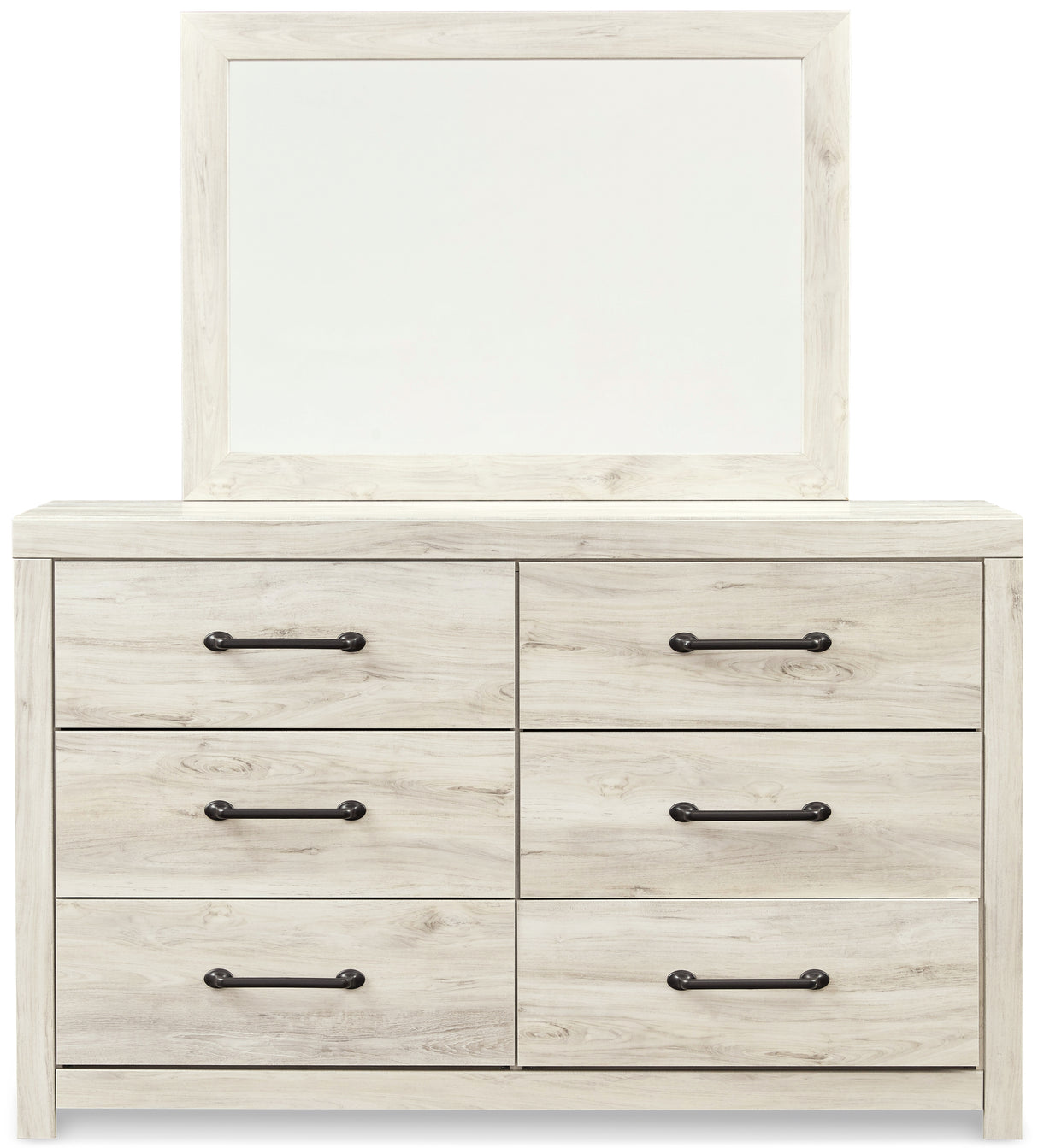 Cambeck Twin Panel Headboard Bed with Mirrored Dresser in Whitewash from Ashley - Luna Furniture