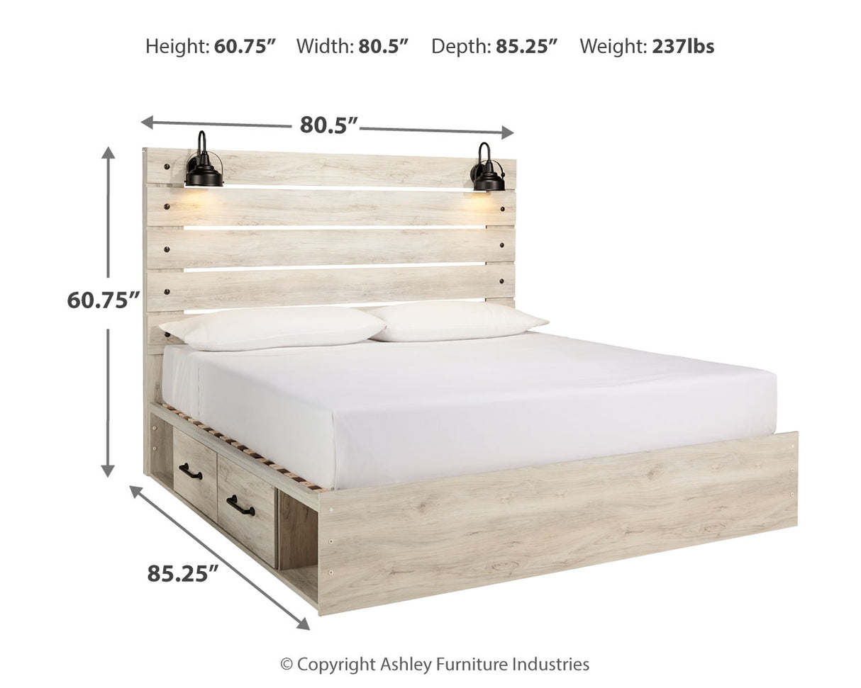 Cambeck Whitewash King Storage Bed, Dresser, Chest and 2 Nightstands from Ashley Furniture - Luna Furniture
