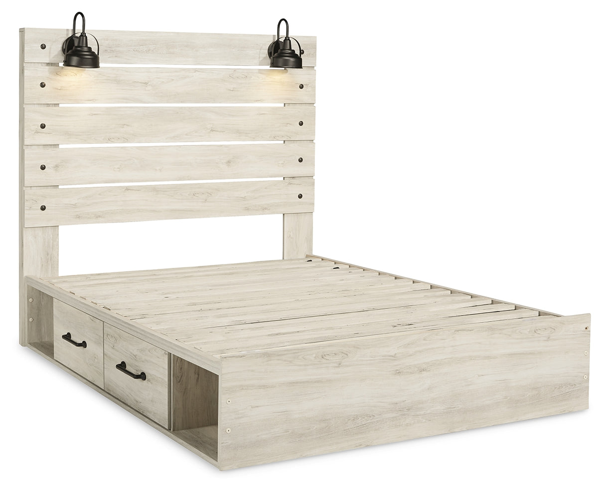 Cambeck Whitewash Queen Panel Bed with Storage, Dresser and 2 Nightstands from Ashley Furniture - Luna Furniture