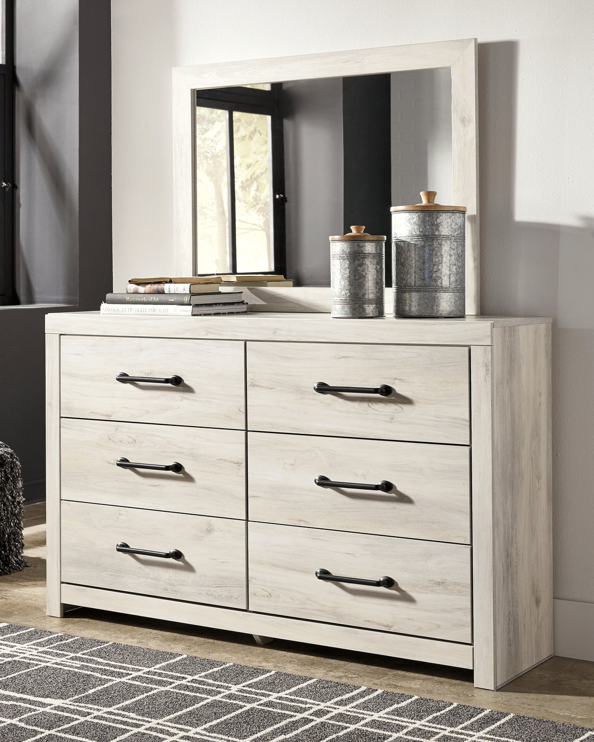 Cambeck Whitewash Queen Panel Storage Bed, Dresser, Mirror, 2 Chests and 2 Nightstands from Ashley - Luna Furniture