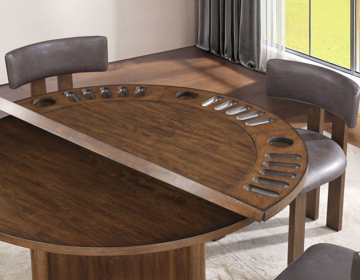 Cambridge Burnished Chestnut Dining Set with Folding Removable Game Top from Steve Silver - Luna Furniture