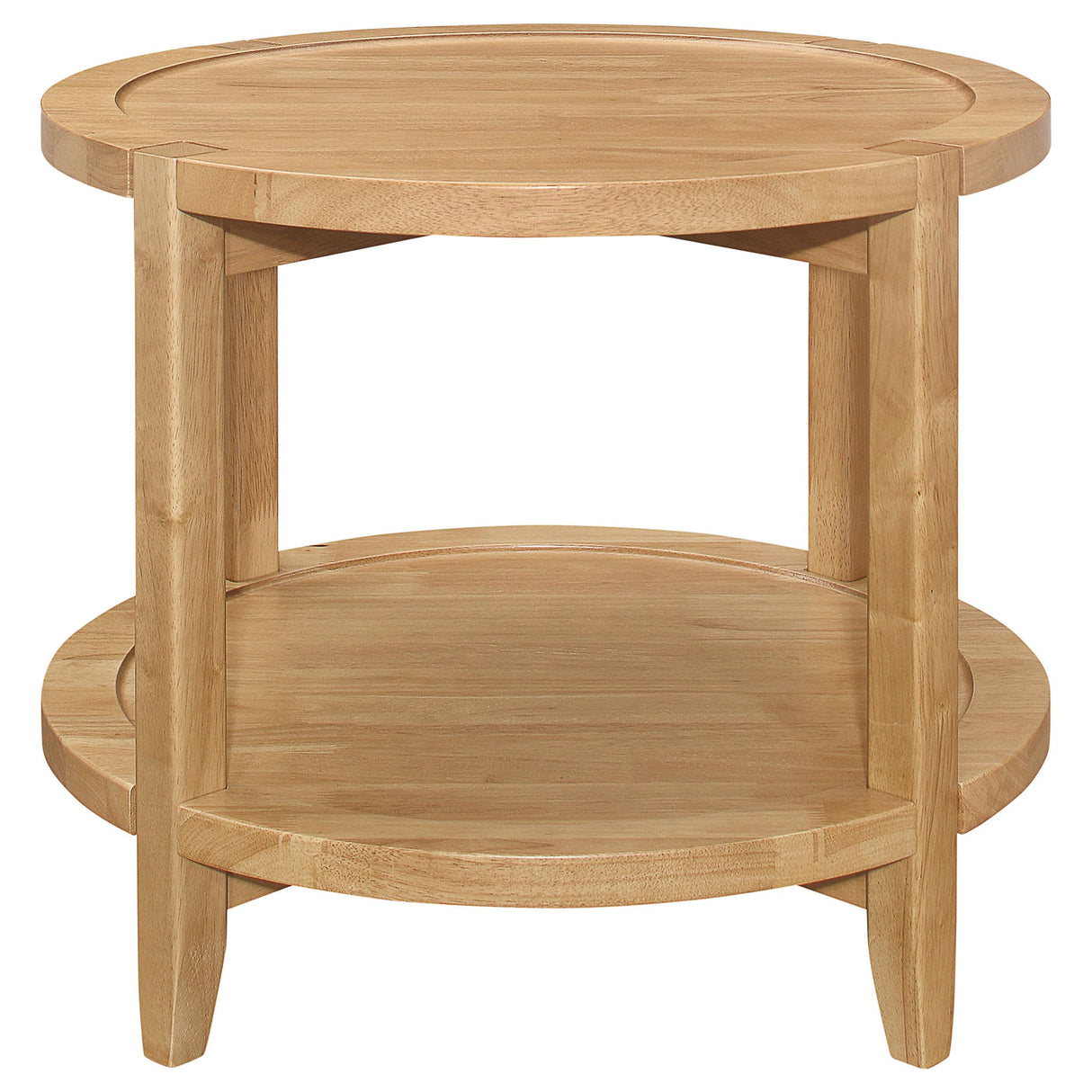 Camillo Maple Brown Round Solid Wood End Table with Shelf from Coaster - Luna Furniture