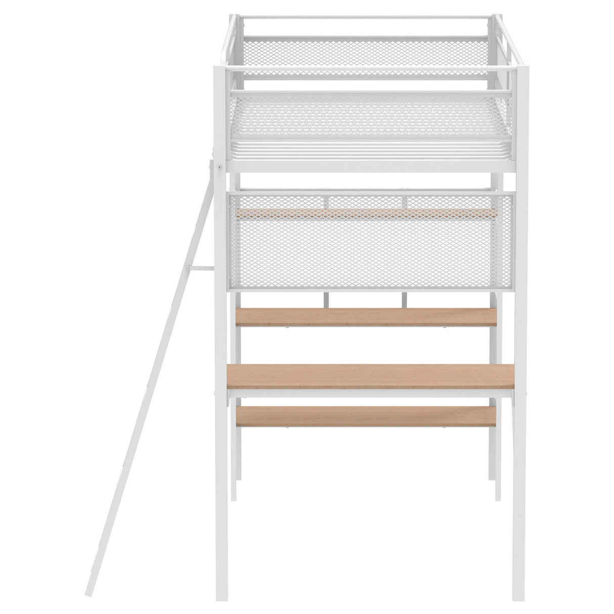 Campus Matte White 3-Shelf Metal Twin Workstation Loft Bed from Coaster - Luna Furniture