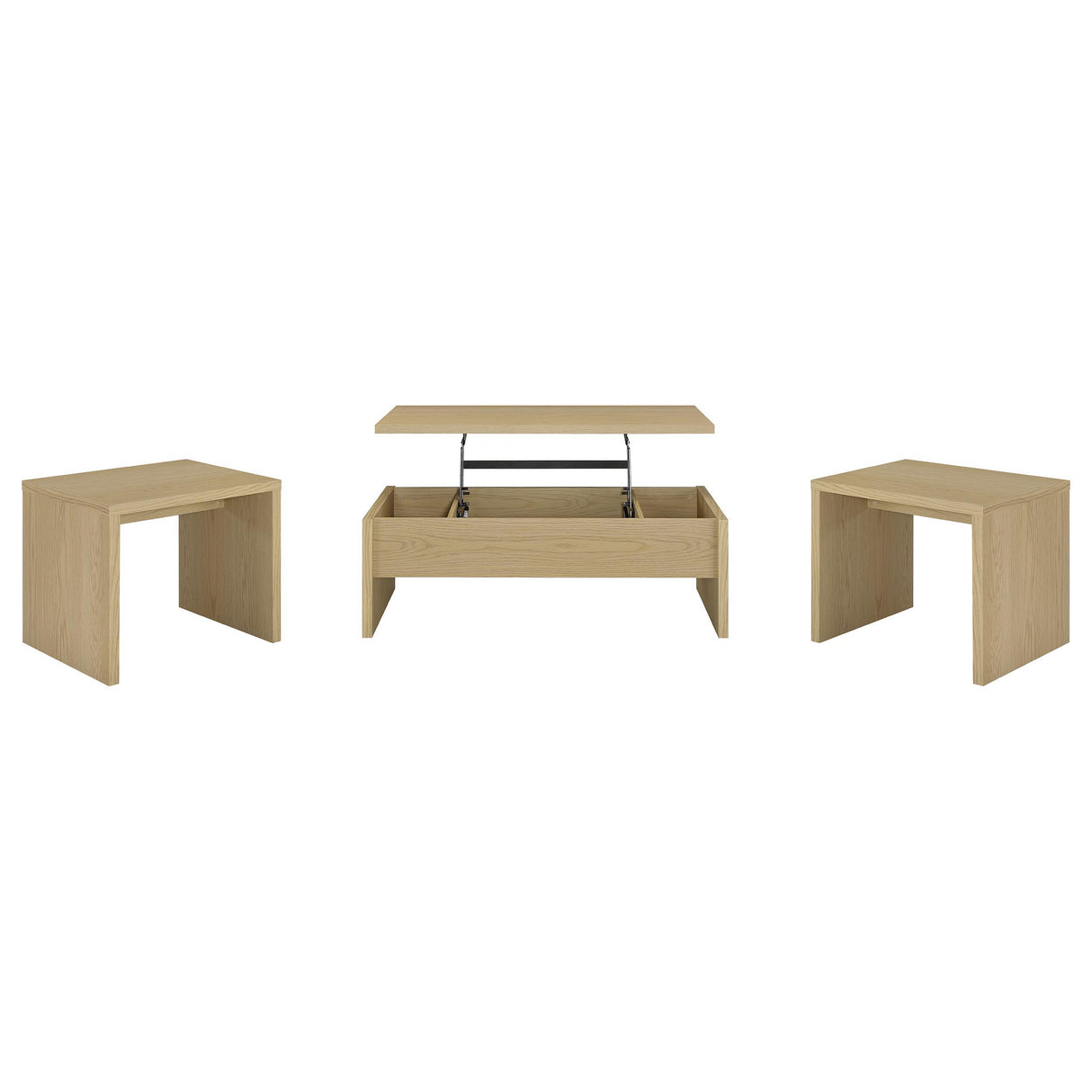 Canoga Light Oak 3-Piece Lift Top Cocktail Coffee Table Set from Coaster - Luna Furniture