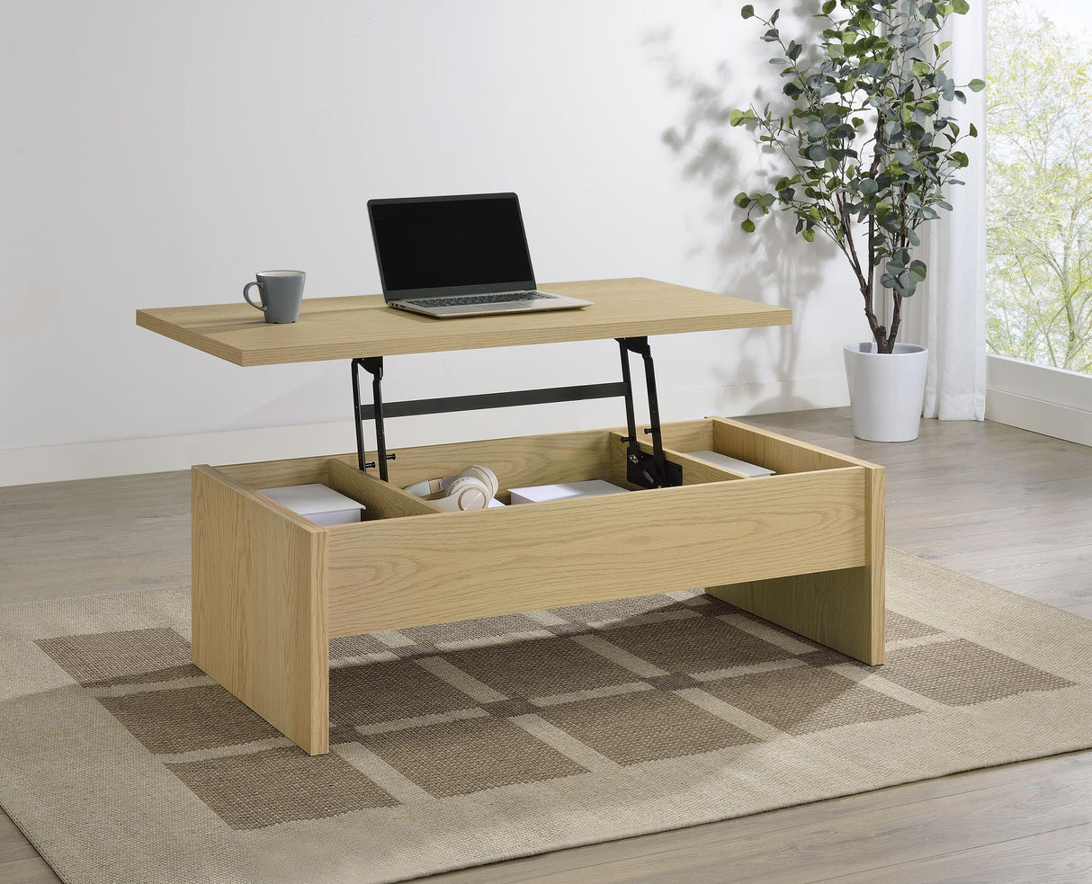 Canoga Light Oak Engineered Wood Lift Top Coffee Table from Coaster - Luna Furniture