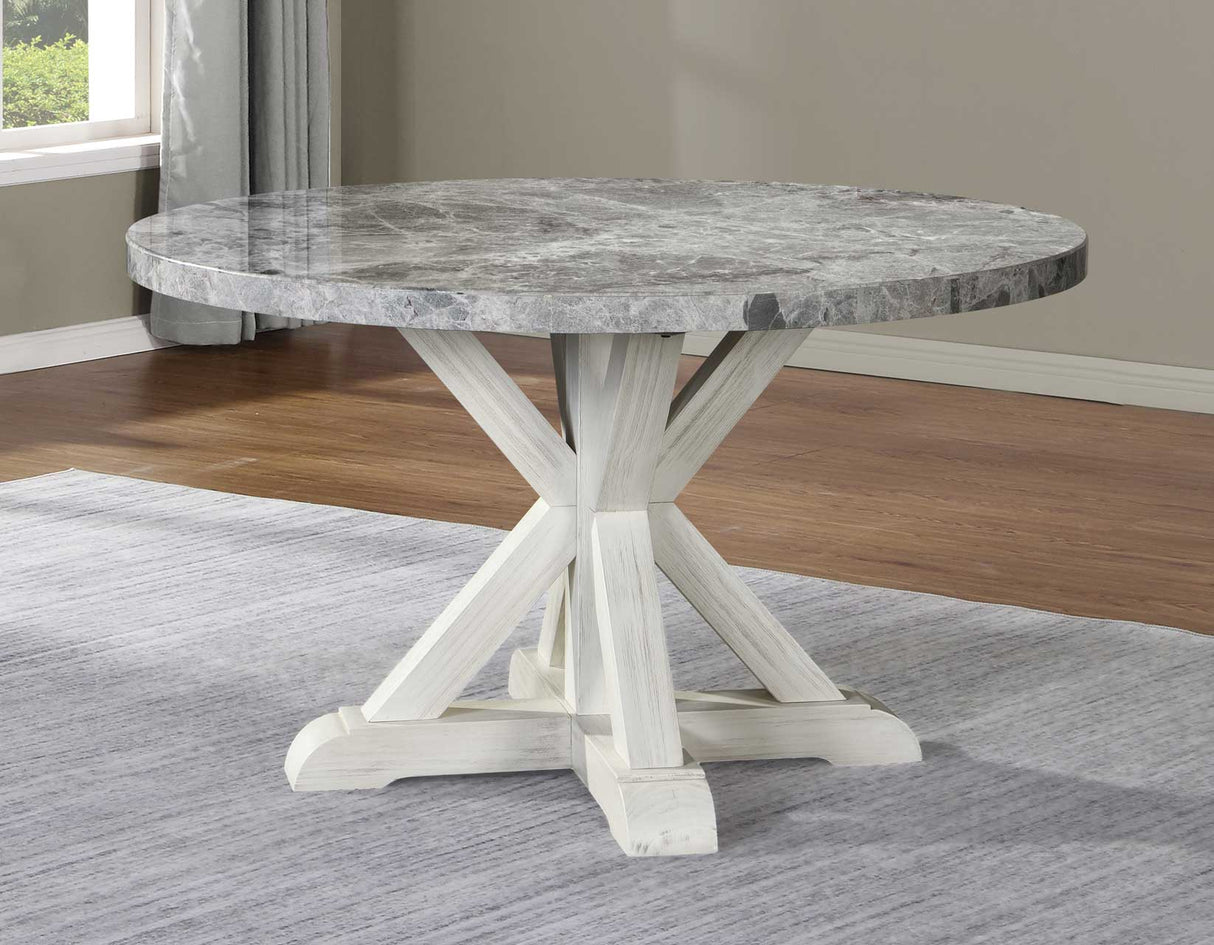 Canova White/Gray Round Marble Top Dining Room Set from Steve Silver - Luna Furniture