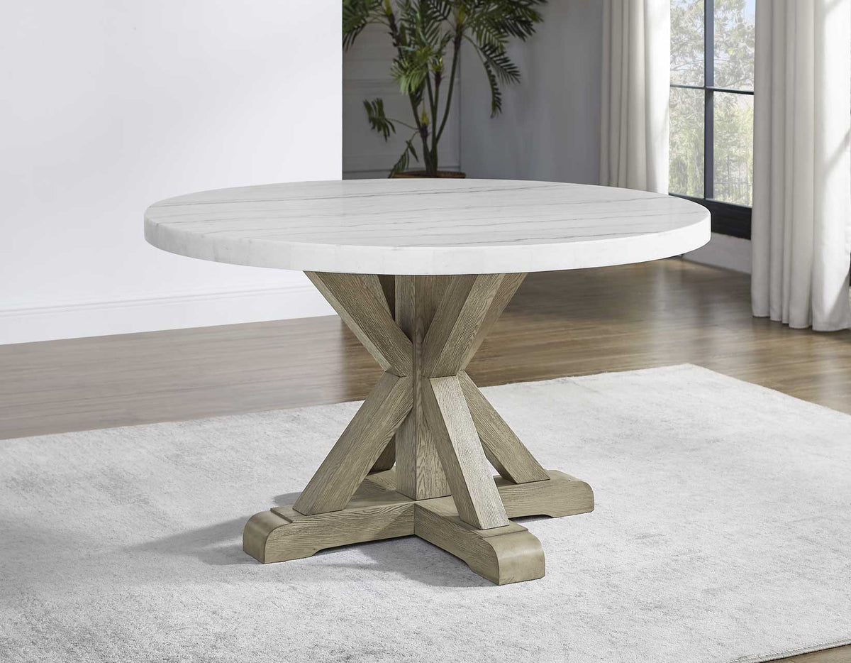 Carena 52-inch Round White Marble Top Dining Table from Steve Silver - Luna Furniture