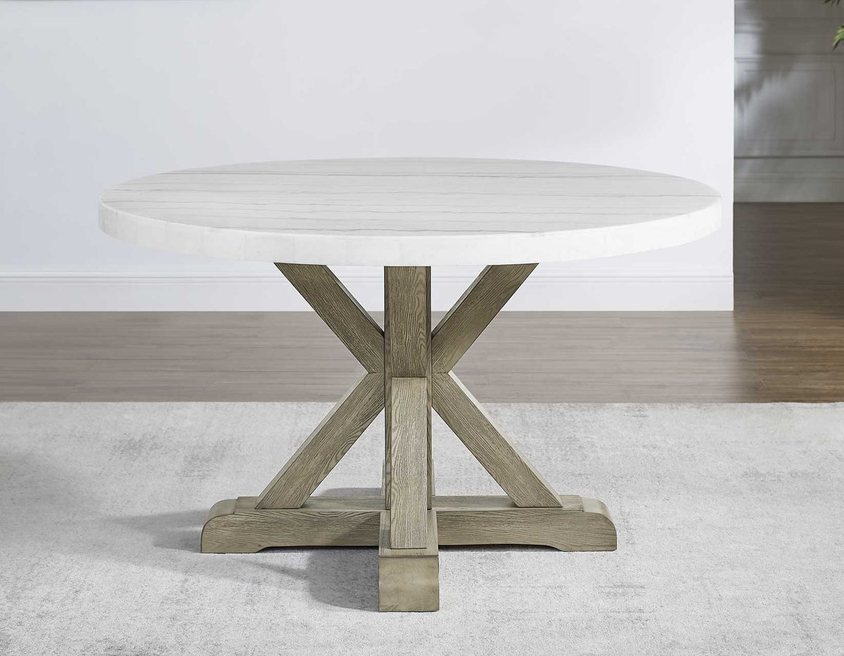 Carena 52-inch Round White Marble Top Dining Table from Steve Silver - Luna Furniture