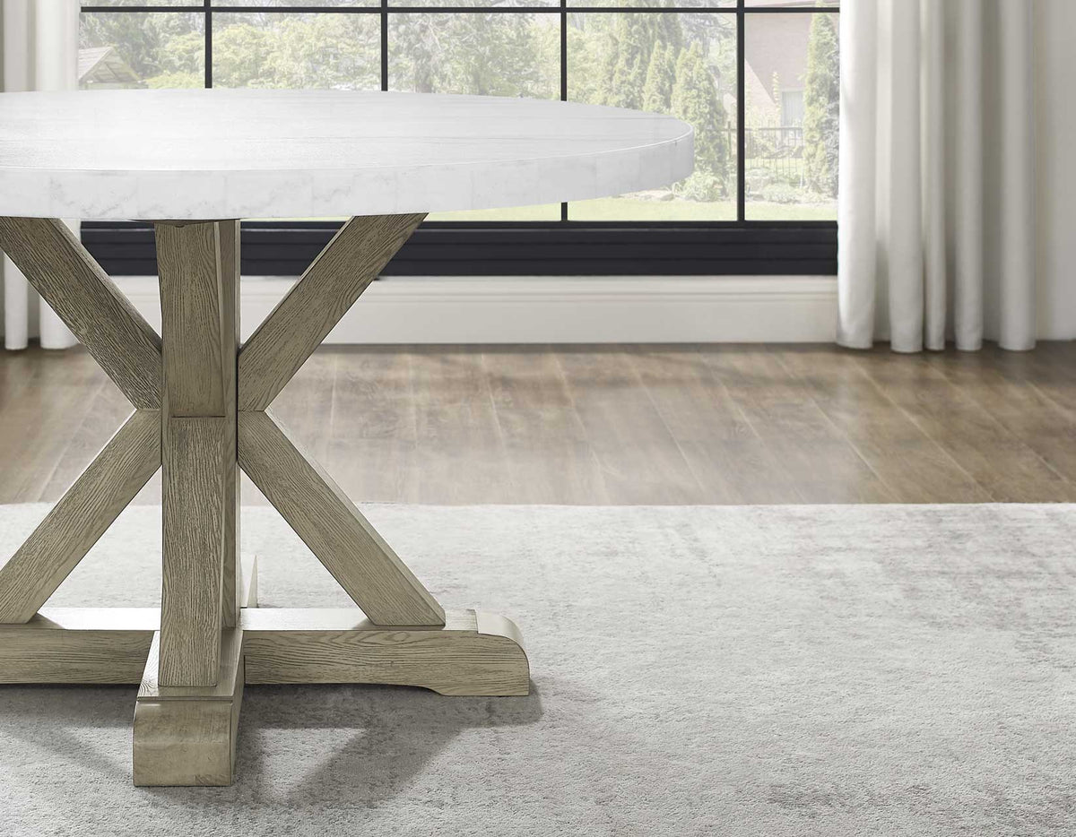 Carena 52-inch Round White Marble Top Dining Table from Steve Silver - Luna Furniture