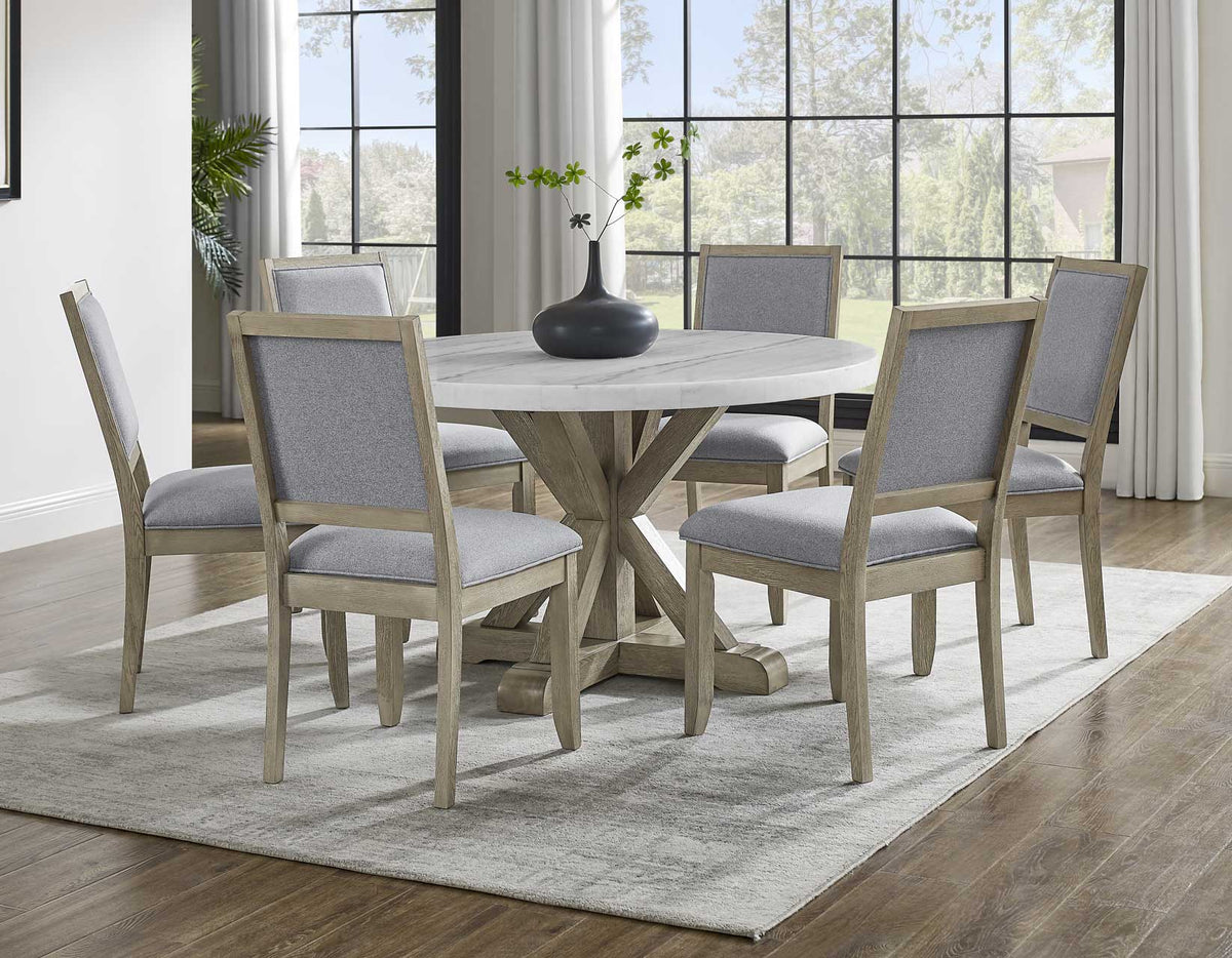 Carena 52-inch Round White Marble Top Dining Table from Steve Silver - Luna Furniture