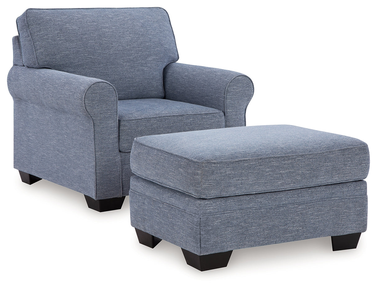 Carissa Manor Chair and Ottoman in Denim from Ashley - Luna Furniture