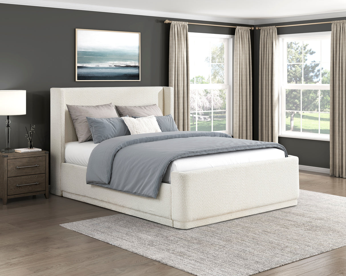 Carmel Beige Queen Upholstered Platform Bed from Homelegance - Luna Furniture