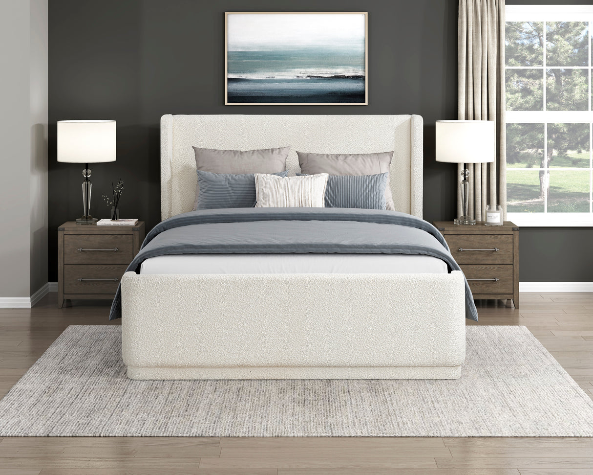 Carmel Beige Queen Upholstered Platform Bed from Homelegance - Luna Furniture