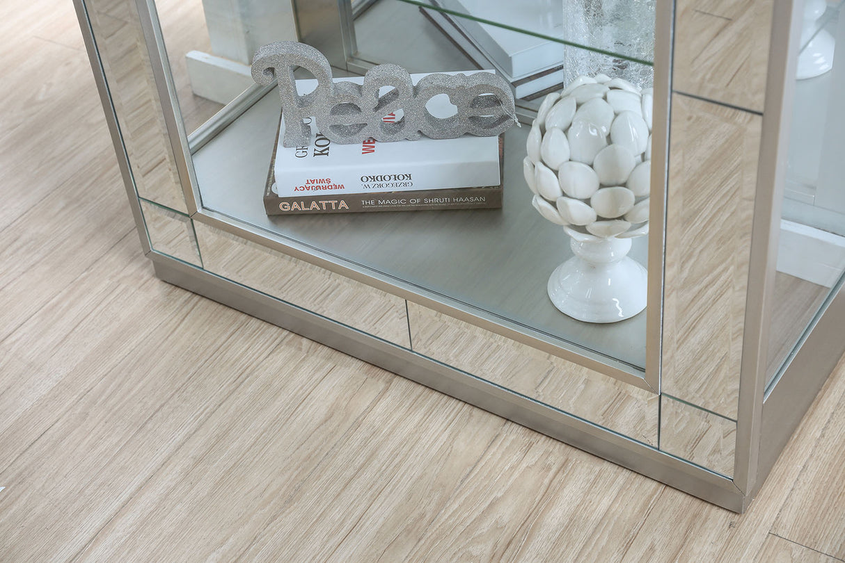 Carrollton Chrome Curio Cabinet from Furniture of America - Luna Furniture