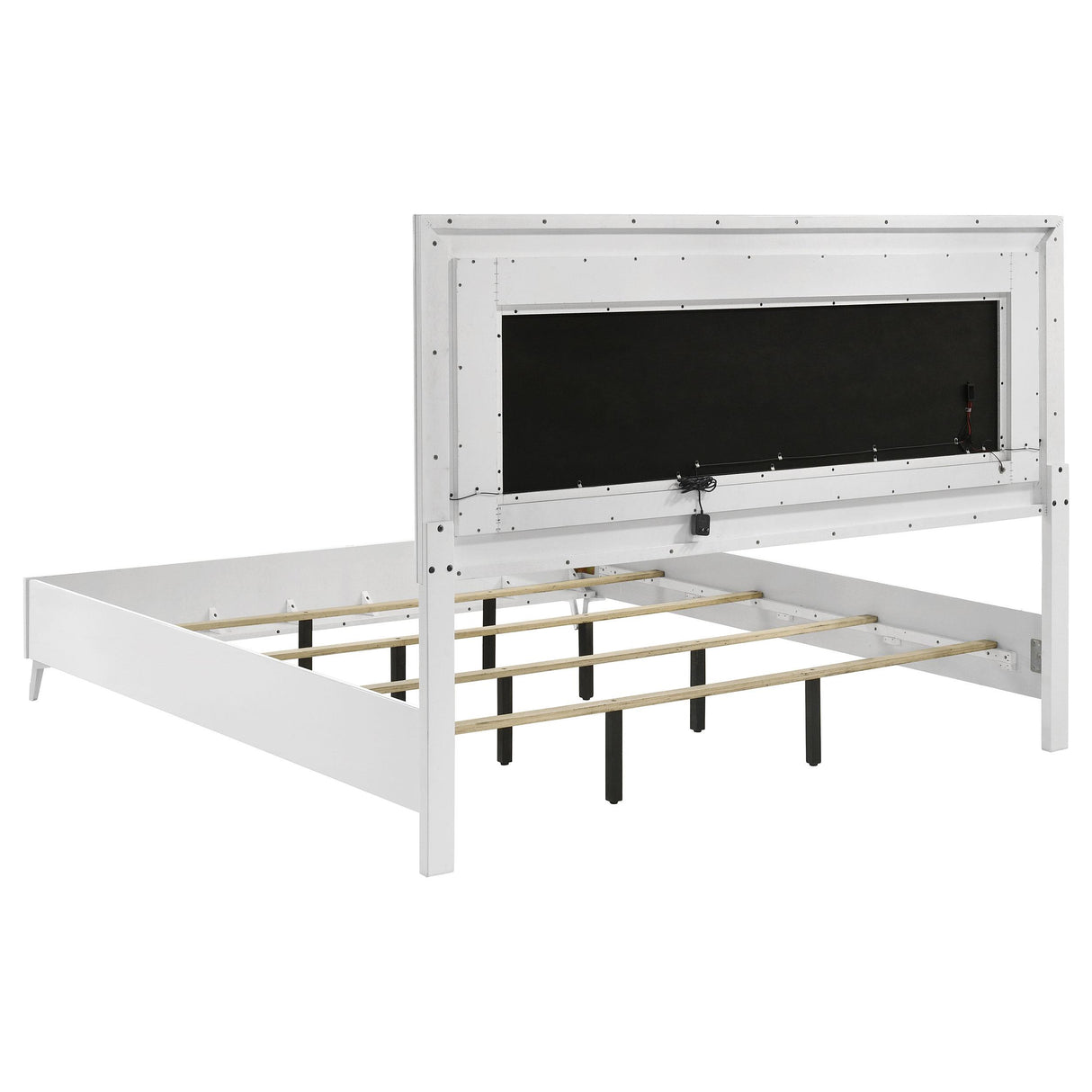 Cassia White High Gloss 4-Piece Eastern King LED Bedroom Set from Coaster - Luna Furniture