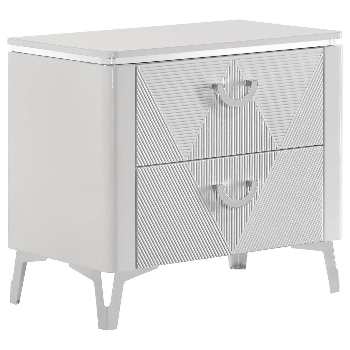 Cassia White High Gloss 4-Piece Eastern King LED Bedroom Set from Coaster - Luna Furniture