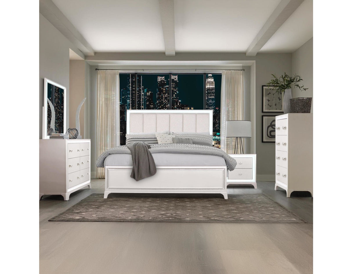 Cassie Illuminating Pearl Bedroom Set from Steve Silver - Luna Furniture
