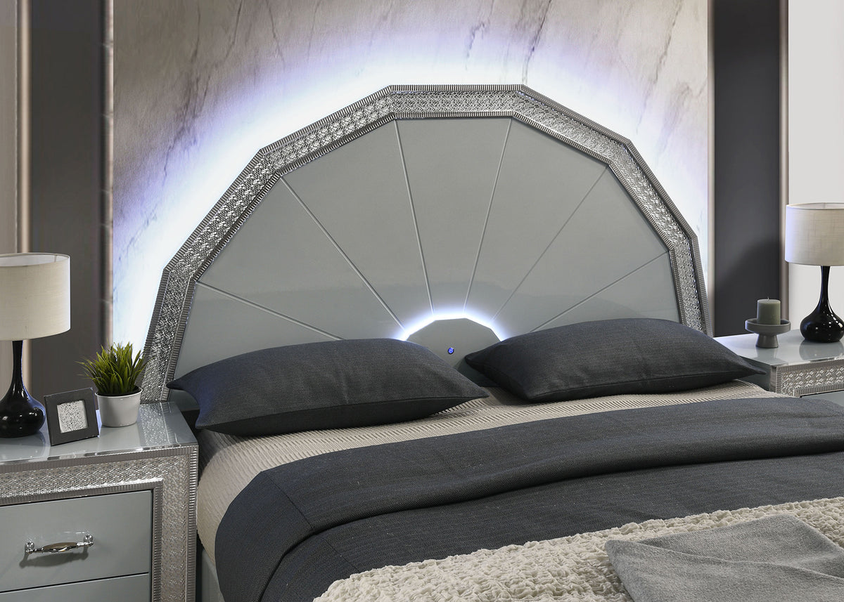 Cassiopeia Metallic Gray Arch Glam King Bed from Furniture of America - Luna Furniture
