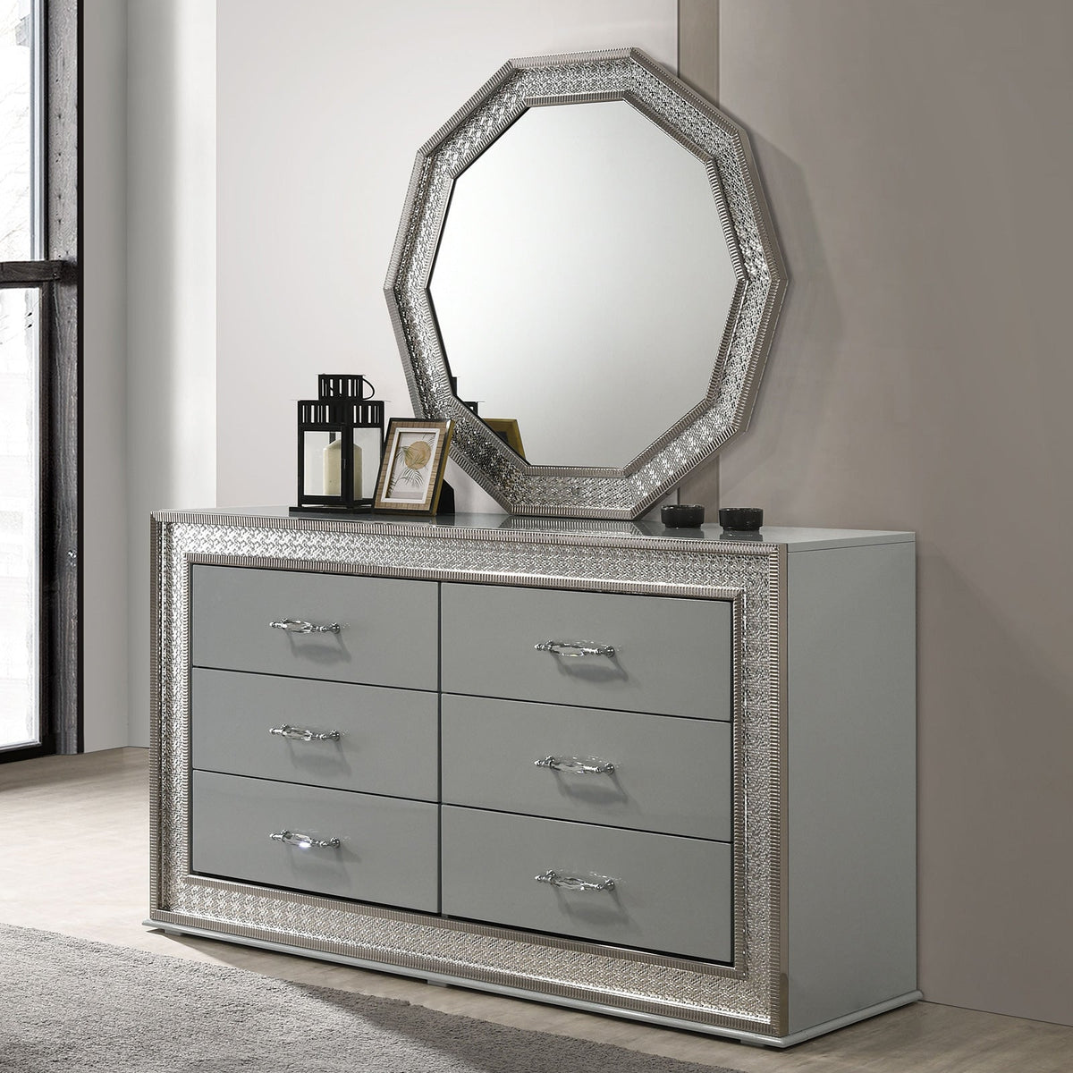 metallic grey dresser 5-Drawer Dresser
