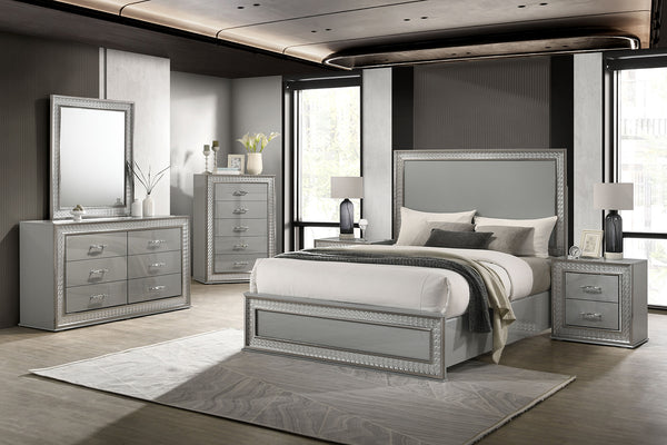 Cassiopeia Metallic Gray Queen Panel Bed