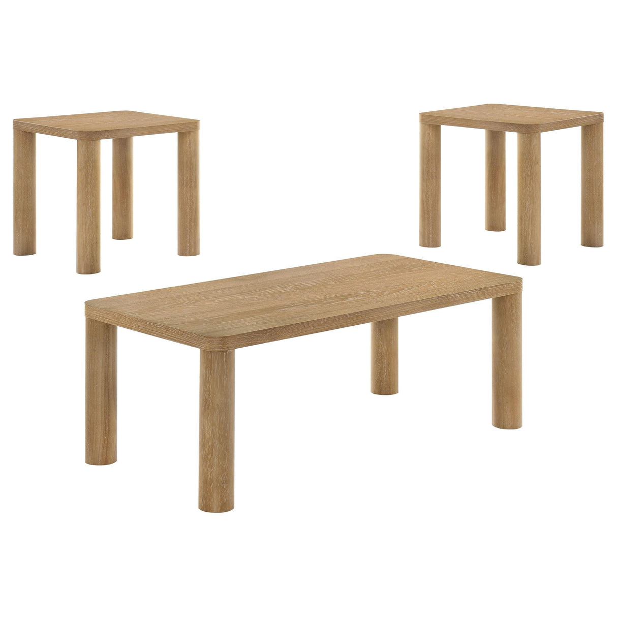 Castlewood Light Oak 3-Piece Cocktail Coffee Table Set from Coaster - Luna Furniture