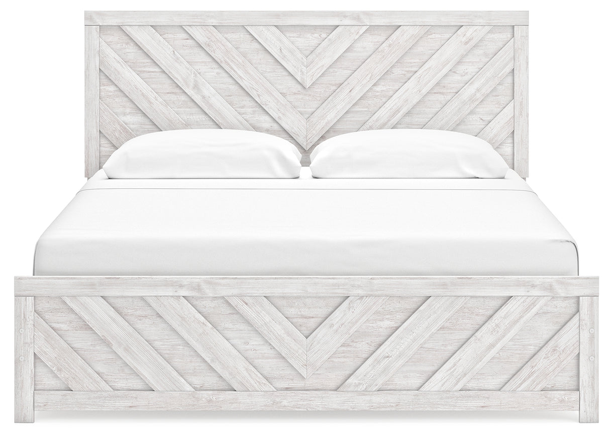 Cayboni King Panel Bed with Dresser and 2 Nightstands in Whitewash from Ashley - Luna Furniture