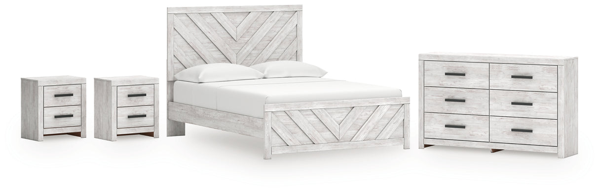 Cayboni Queen Panel Bed with Dresser and 2 Nightstands in Whitewash from Ashley - Luna Furniture