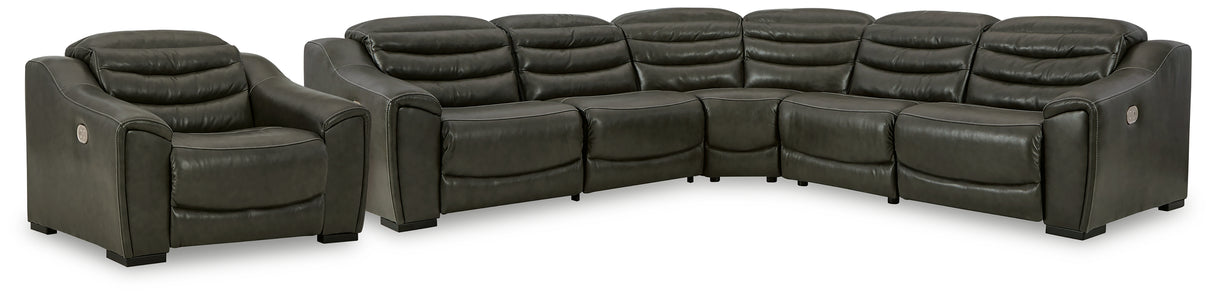 Center Line 5-Piece Sectional with Recliner in Dark Gray from Ashley - Luna Furniture